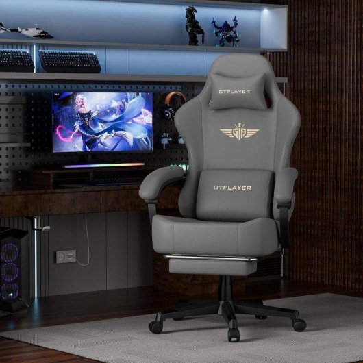 Cadeira gaming GTPLAYER Ergonomica 160 deg reclinável apoio de pés