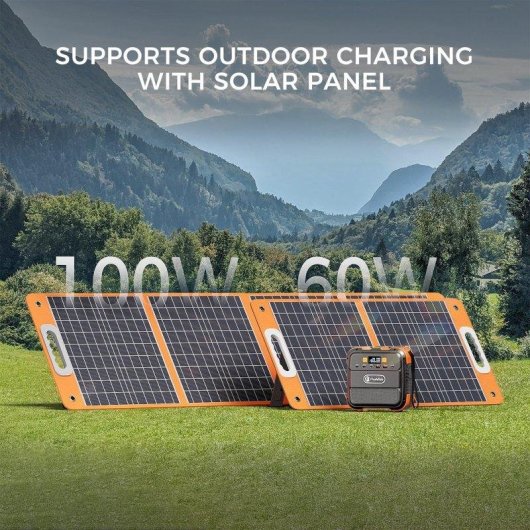 Estação de energia Flashfish A101 98Wh 6 portas AC/DC/USB Bateria Li-ion Painel solar 60W