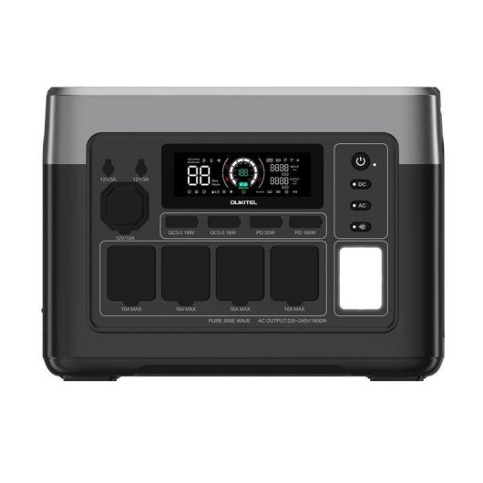 Estação de energia Oukitel P1000e Plus 1024Wh 1800W 12 portas LiFePO4 Carregamento rápido Solar