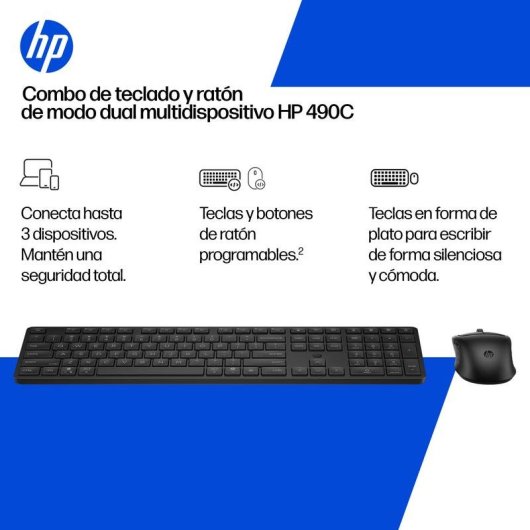 Tastatur HP 490C kabellos multidispositiv mit Maus schwarz inklusive