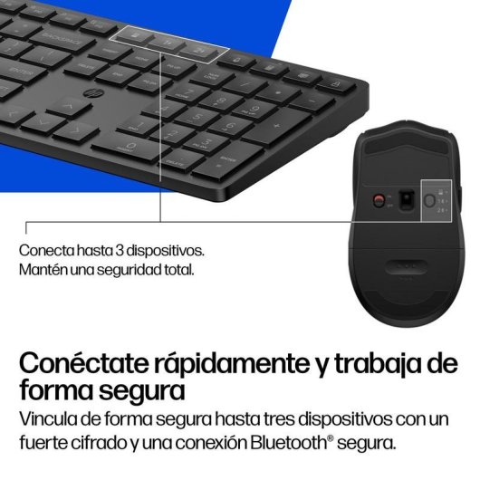 Tastatur HP 490C kabellos multidispositiv mit Maus schwarz inklusive