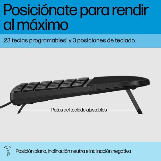 Clavier HP 485 Comfort à membrane avec touches programmables et repose-poignets, résistant aux éclaboussures