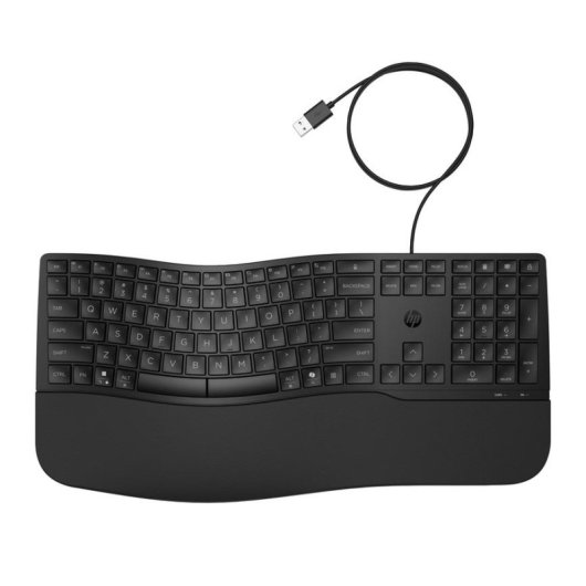 Clavier HP 485 Comfort à membrane avec touches programmables et repose-poignets, résistant aux éclaboussures