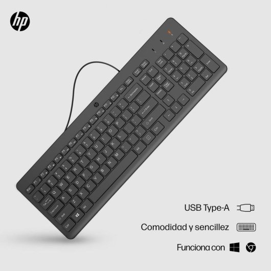 Teclado HP 150 alámbrico completo USB negro con cable de 1 m