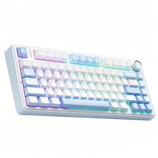 Teclado Aula F75 mecánico inalámbrico RGB hot-swap blanco/azul