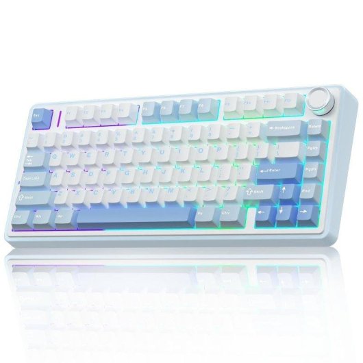 Teclado Aula F75 mecánico inalámbrico RGB hot-swap blanco/azul