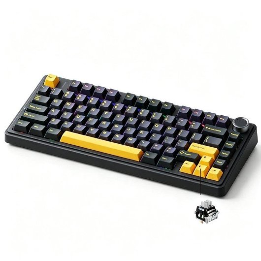 Teclado Aula F75 mecánico compacto 75% tri-modo RGB con rueda