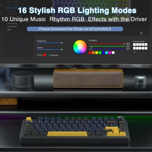 Teclado Aula F75 mecánico compacto 75% tri-modo RGB con rueda