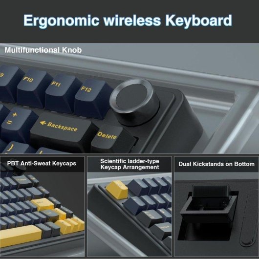 Teclado Aula F75 mecánico compacto 75% tri-modo RGB con rueda