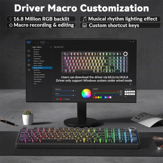 Teclado Aula F99 Pro mecánico inalámbrico silencioso RGB 96% compacto