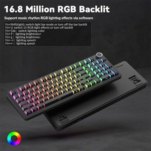 Teclado Aula F99 Pro mecánico inalámbrico silencioso RGB 96% compacto