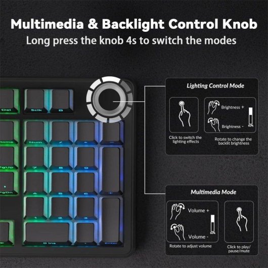 Teclado Aula F99 Pro mecánico inalámbrico silencioso RGB 96% compacto