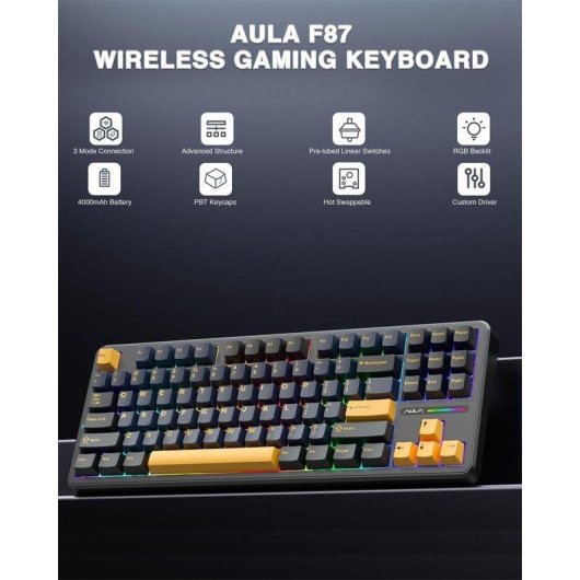 Teclado Aula F87 mecánico wireless TKL RGB hot-swappable español