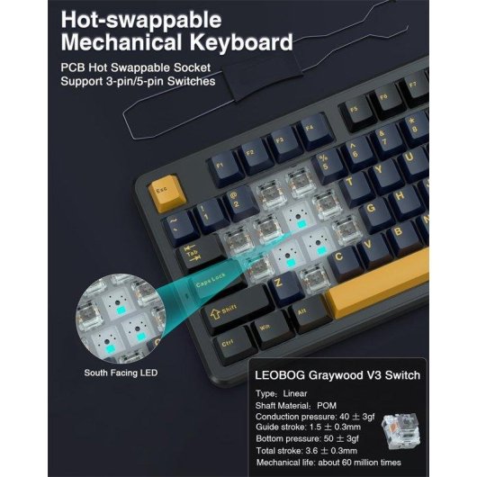 Teclado Aula F87 mecánico wireless TKL RGB hot-swappable español