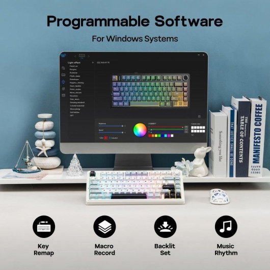 Teclado Aula F75 mecánico gaming inalámbrico 75% gasket hot-swap