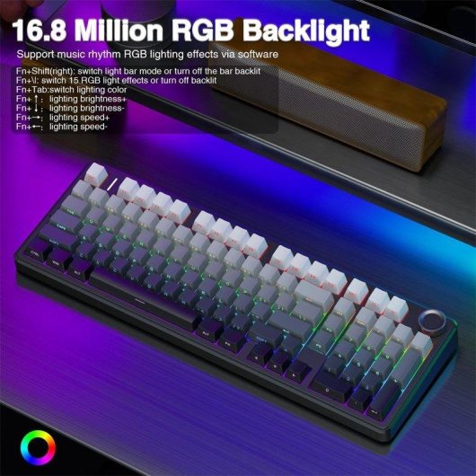 Teclado Aula F99 Pro mecánico inalámbrico tri-modo con RGB y hot-swap
