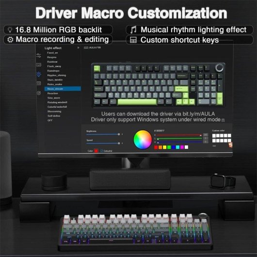 Teclado Aula F99 Pro mecánico inalámbrico tri-modo con RGB y hot-swap