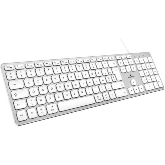 Tastatur Bluestork AZERTY Französisch Weiß USB/USB-C Leise mit Ziffernblock