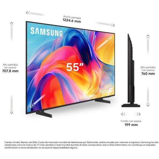 TV Samsung Mini LED UE55M72HAUXXH 55" 4K UltraHD 50Hz Smart TV Tizen HDR10 Q-Symphony