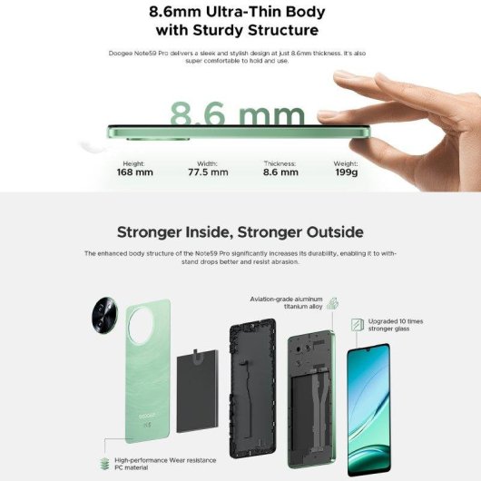 Doogee Note 59 Pro 5G 6GB Negro 256GB 6,75" NFC