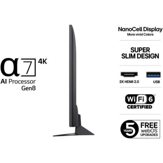 TV LG NANOCELL 4K LED 50NANO82A6B 50" 4K UltraHD 60Hz Smart TV webOS HDR