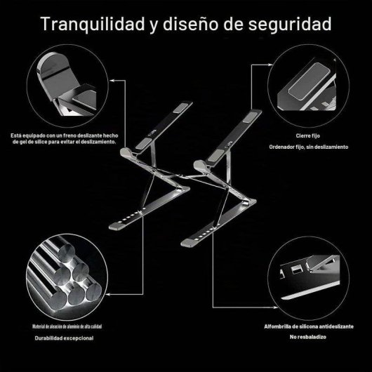 Support ordinateur portable Dam Electronics Ergonomique Aluminium