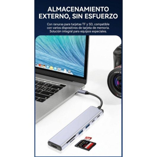 Hub USB-C Dam Electronics 7 en 1 – HDMI 4K60, PD 100W