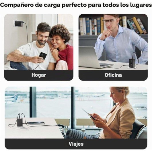 Carregador GaN 65W Dam Electronics 3 portas USB-C USB-A