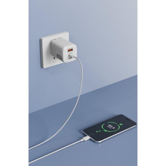 Carregador GaN 65W Dam Electronics 3 portas USB-C PD 3.0 QC 3.0