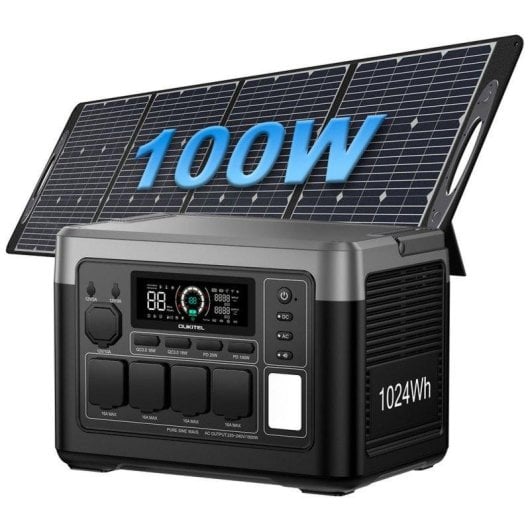 Estación de energía Oukitel P1000E Plus 1024Wh 4 puertos AC y USB Batería LiFePO4 Panel solar compatible
