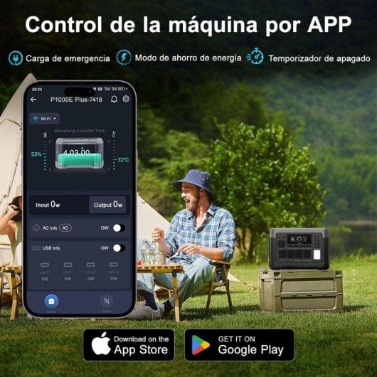 Estación de energía Oukitel P1000E Plus 1024Wh 4 puertos AC y USB Batería LiFePO4 Panel solar compatible