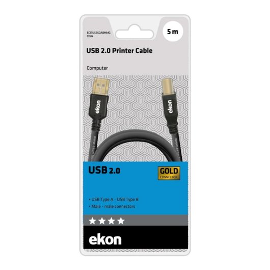 Kabel EKON USB A-B 5 m USB 2.0 Schwarz