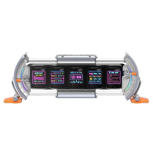 Horloge numerique Divoom Times Gate 5 ecrans IPS lumieres multicolores