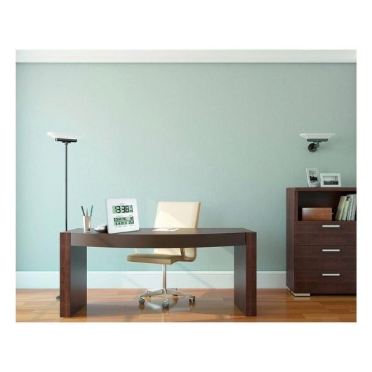 Horloge numerique de bureau TFA Dostmann Time Line LCD blanc