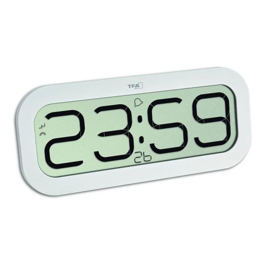 Reveil Numerique de Bureau TFA Dostmann 60.4514 LCD Oval Blanc