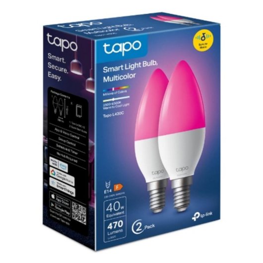 Bombilla inteligente TP-Link Tapo L430C E14 4,8W RGB 2500-6500K Pack 2