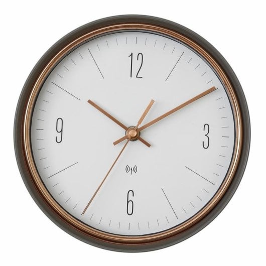 Reloj atómico de pared TFA-Dostmann 60.3547.10 diseño redondo marco metálico