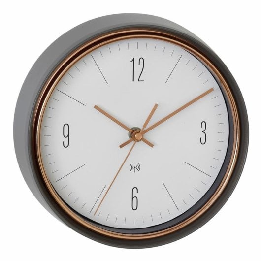 Reloj atómico de pared TFA-Dostmann 60.3547.10 diseño redondo marco metálico