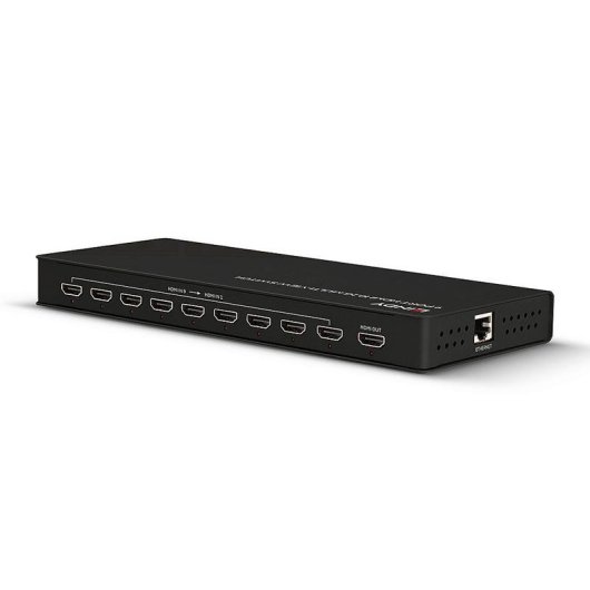 Conmutador de vídeo Lindy 38330 HDMI 9 entradas 4K Multiview Metal Negro