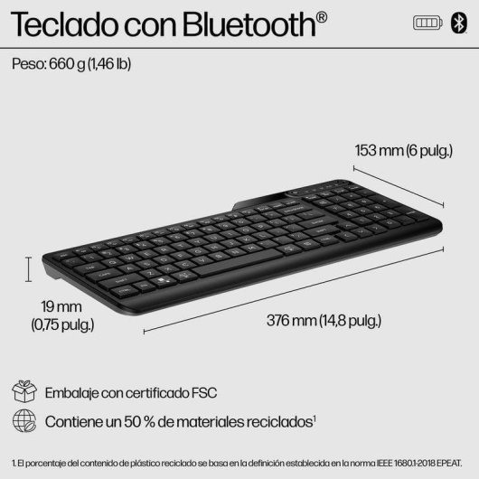Tastiera HP 460 wireless Bluetooth multidispositivo con tastierino numerico nera