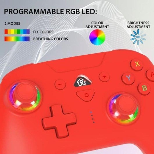 Mando Subsonic Sem Fio Bluetooth Vermelho LEDs RGB programaveis M1/M2 Switch