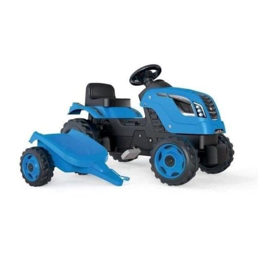 Traktor mit Pedalen Smoby Farmer XL Blau mit abnehmbarem Anhaenger
