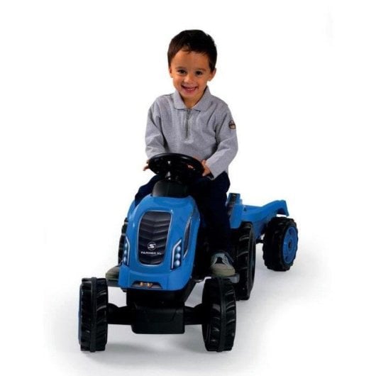 Traktor mit Pedalen Smoby Farmer XL Blau mit abnehmbarem Anhaenger