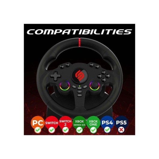 Volante Subsonic Superdrive 220 RS Gaming con Pedales LED Multiplataforma
