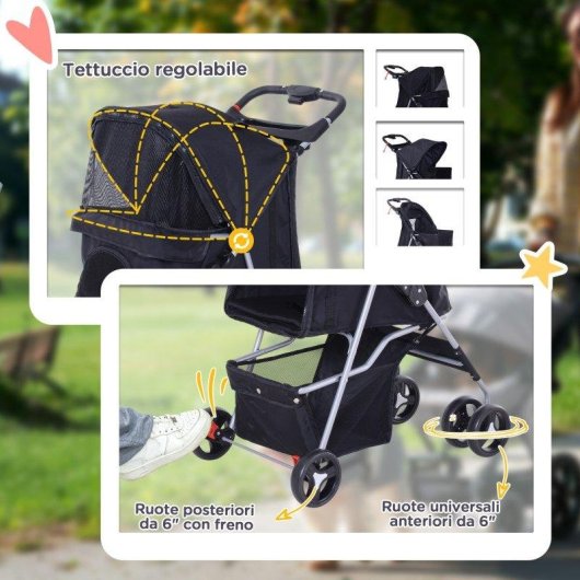 Passeggino Aosom Piccoli Pieghevole 3 Finestre 360 deg