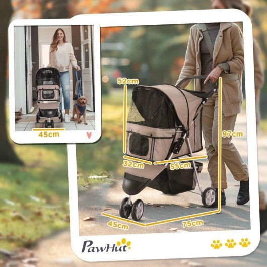 Passeggino per cani piccoli Aosom pieghevole 75x45x97 cm