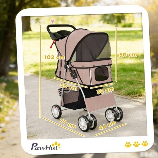 Passeggino per Cani Aosom Pieghevole con Ruote Girevoli e Freni