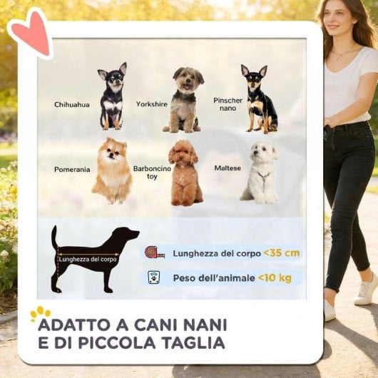 Passeggino per Cani Aosom Pieghevole con Ruote Girevoli e Freni