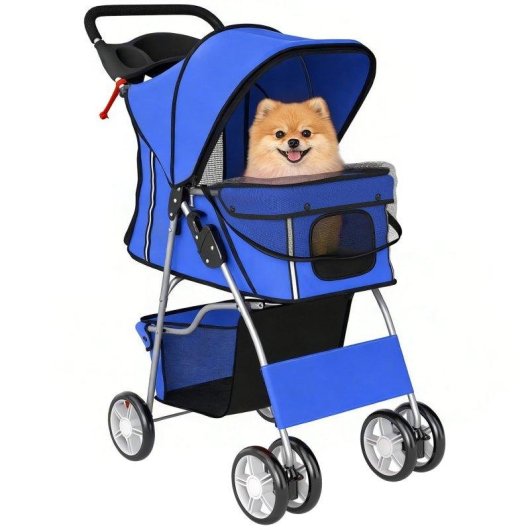 Carrozzina Aosom Pieghevole Cani Gatti Fino A 10kg Blu