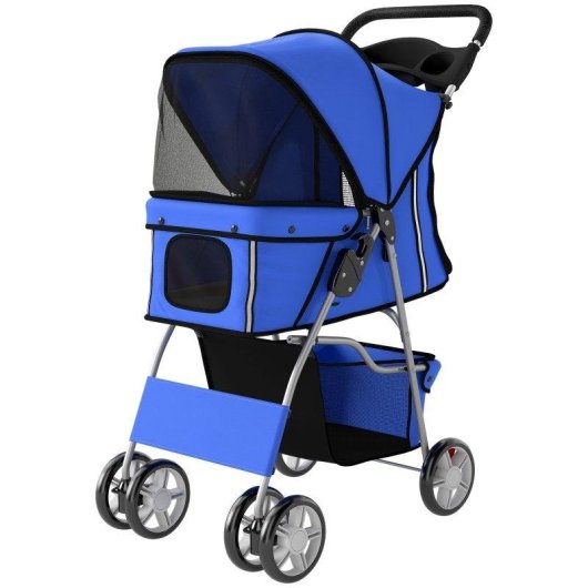 Carrozzina Aosom Pieghevole Cani Gatti Fino A 10kg Blu